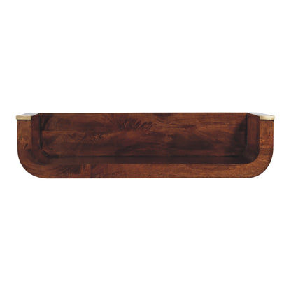 Chestnut Floating Console Indira by Maple Manor, solid wood wall mounted console in rich mango grain