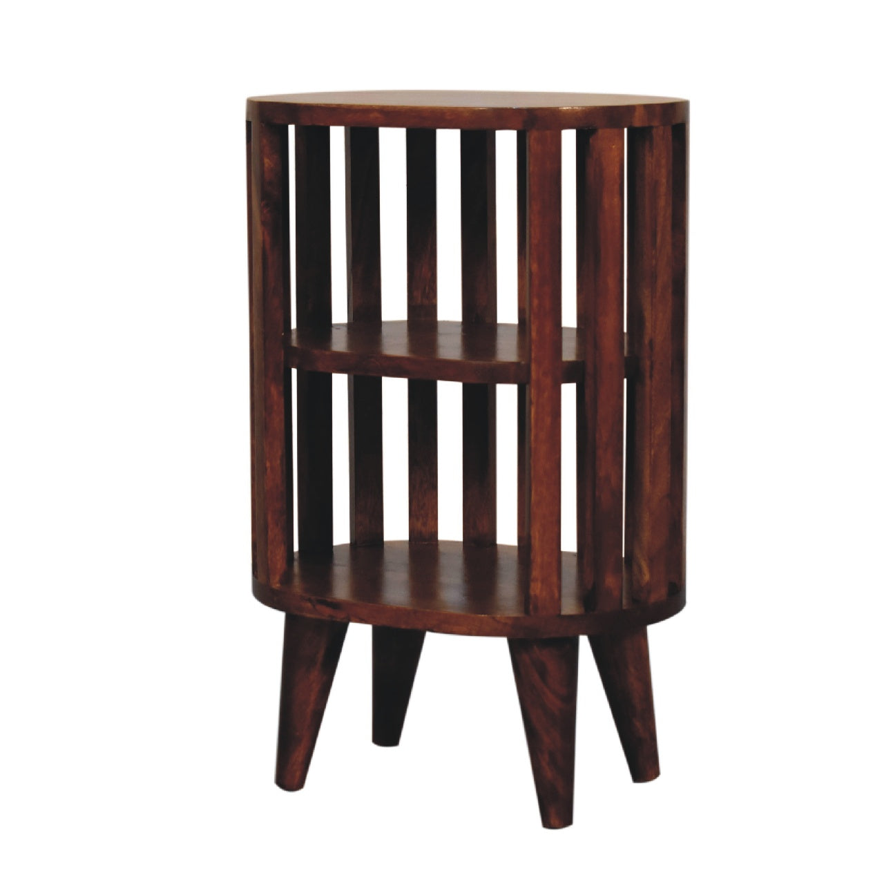 Chestnut Bedside - Ariella Double Shelf by Maple Manor solid wood bedside table with two open shelves.