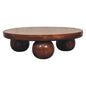 Chestnut Ball Table Central by Maple Manor coffee table in chestnut solid wood with rounded pedestal base
