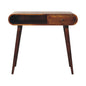 Chestnut Console - London by Maple Manor console table in chestnut brown wood, drawer and open shelf