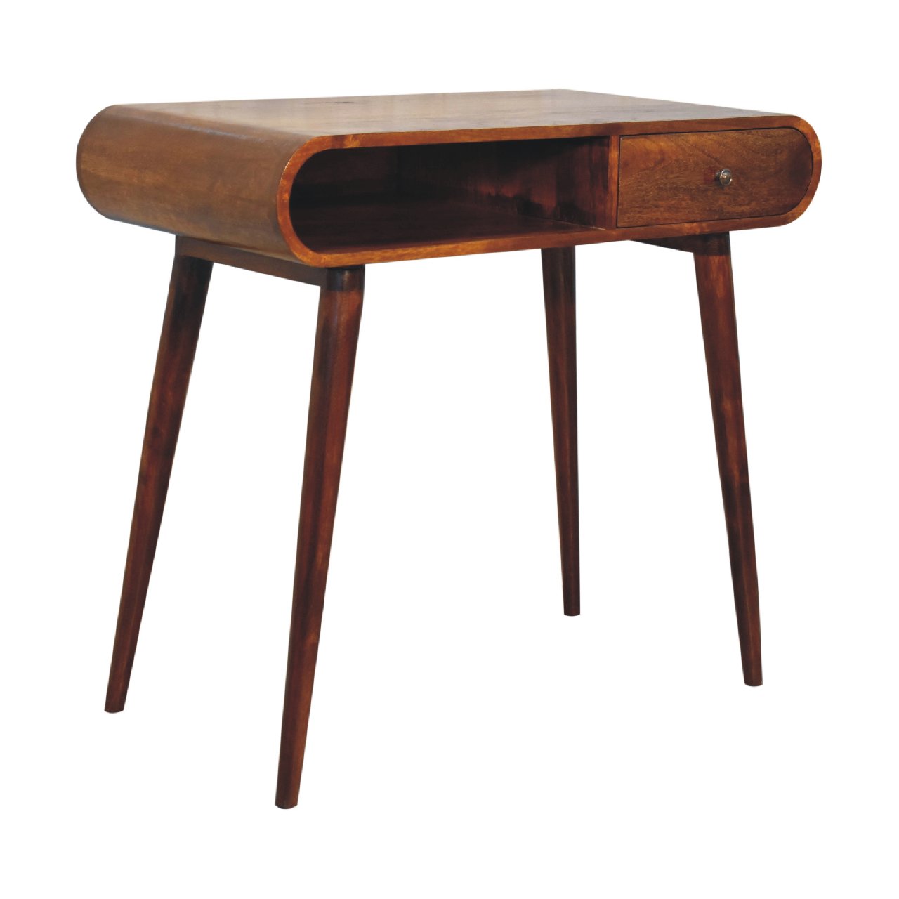 Chestnut Console - London console table by Maple Manor in solid wood, with drawer and recessed shelf