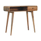 Oak-ish Writing Desk Curved by Maple Manor, solid wood writing desk with curved top and drawer, natural finish