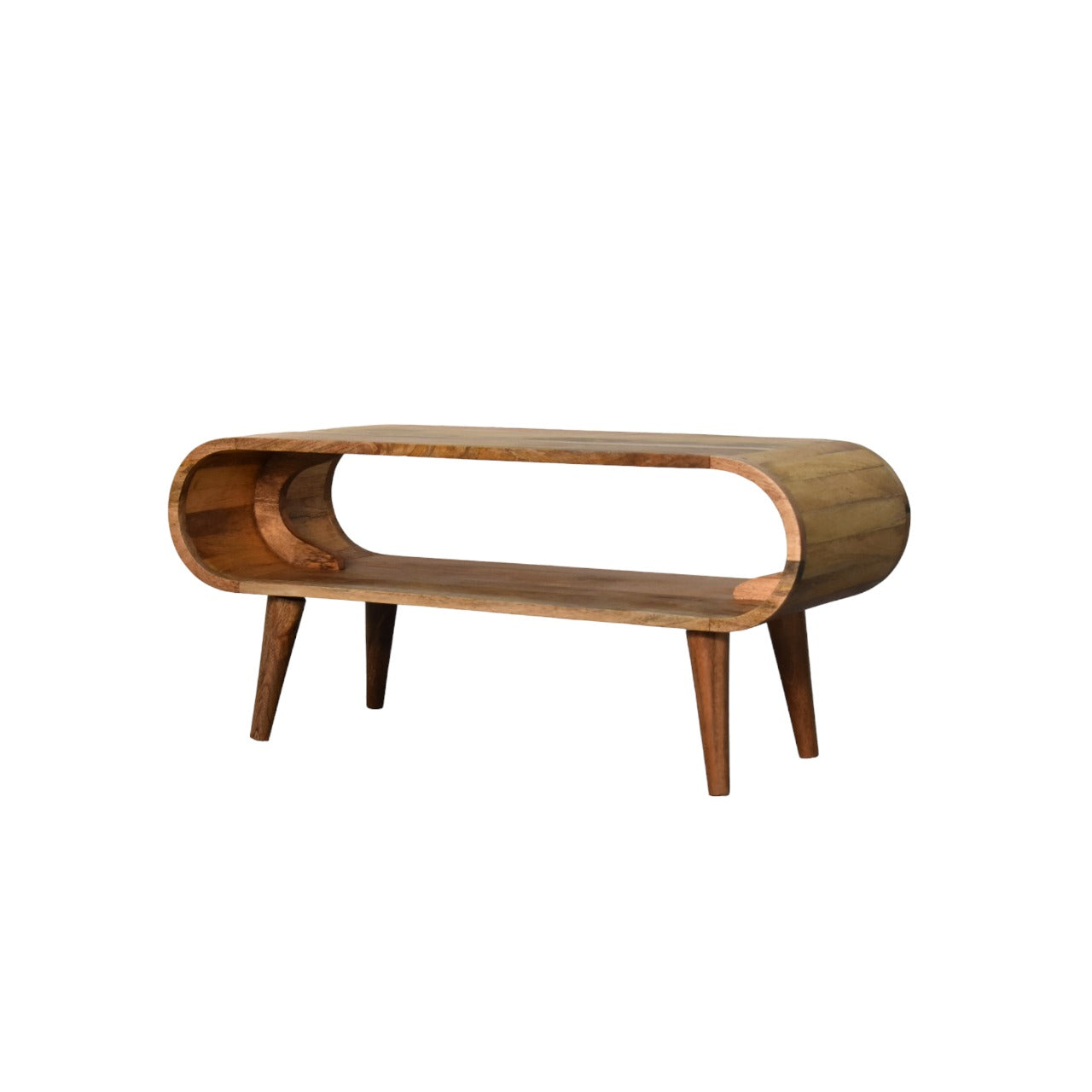 Oak-ish Coffee Table Amaya Nordic Style by Maple Manor, solid wood Nordic oval coffee table with cutout