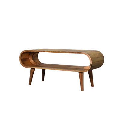 Oak-ish Coffee Table Amaya Nordic Style by Maple Manor, solid wood Nordic oval coffee table with cutout