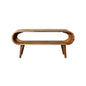 Oak-ish Coffee Table Amaya Nordic Style by Maple Manor in warm wood with oval cutout and tapered legs