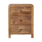 Oak-ish 3 Drawer Bedside - Aspen by Maple Manor, mango wood bedside table with three drawers and black knobs