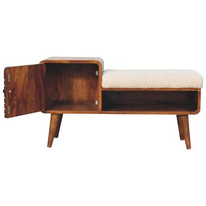 Chestnut Shoe Bench - Boucle Carved