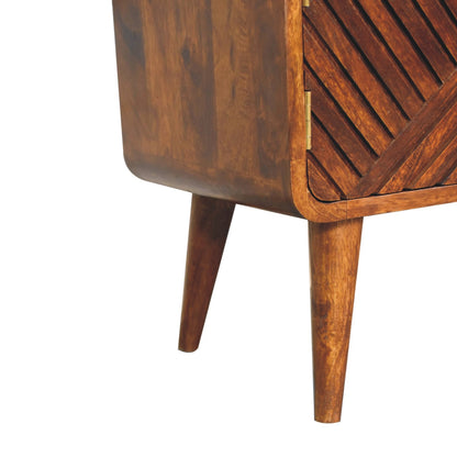 Chestnut Shoe Bench - Boucle Carved