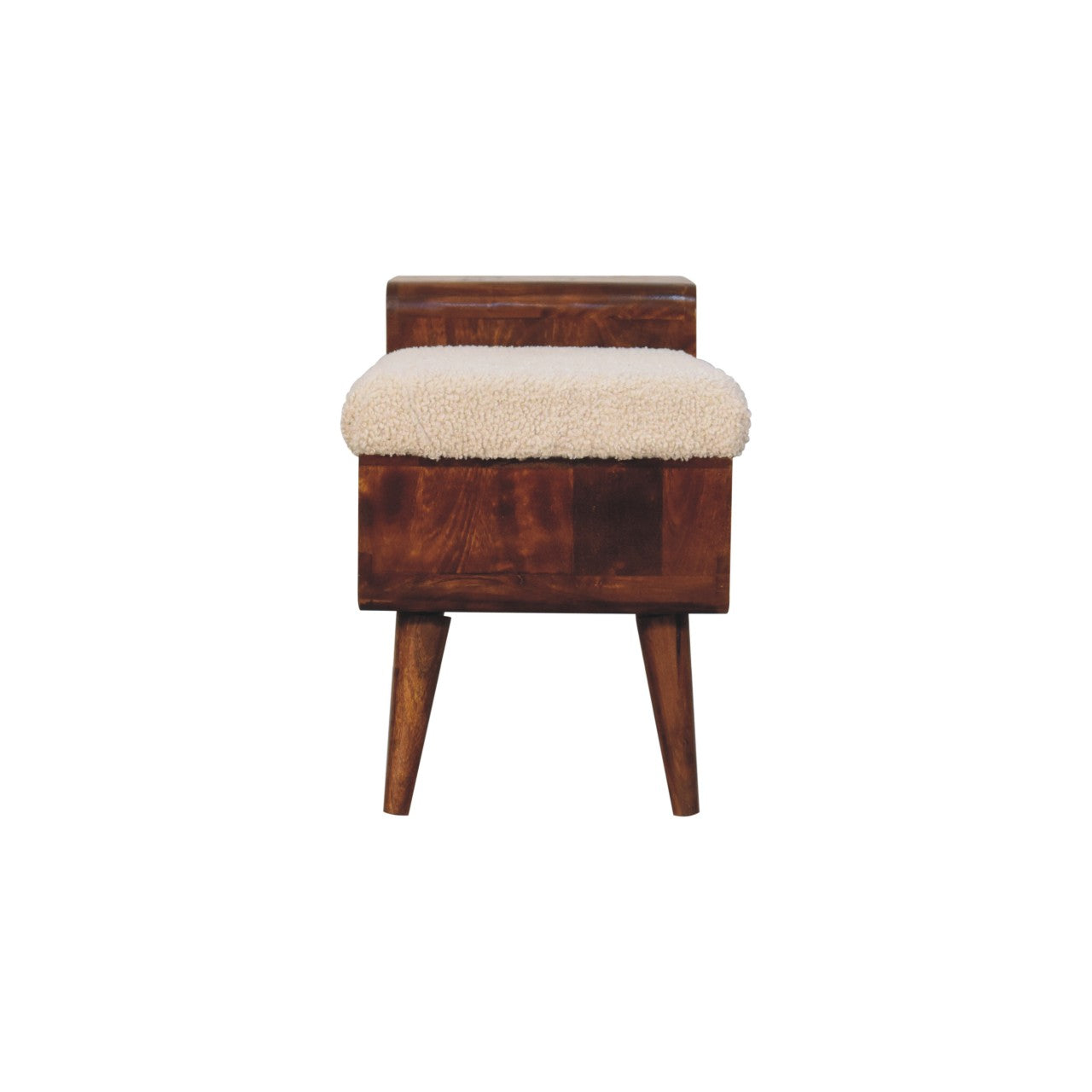 Chestnut Shoe Bench - Boucle Carved