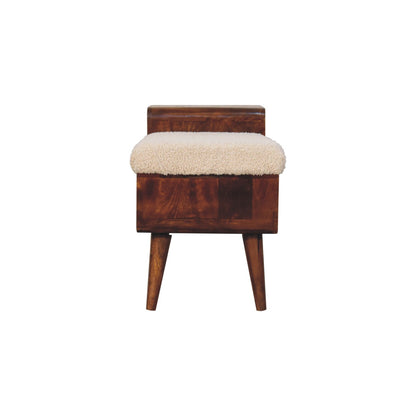 Chestnut Shoe Bench - Boucle Carved