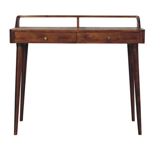 Chestnut Console Table - Elevated by Maple Manor, solid wood console table with chestnut drawers and brass knobs