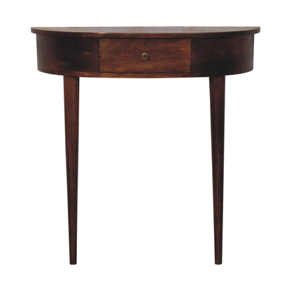 Chestnut Console Backless Mounted Maple Manor console table in chestnut solid wood with central drawer