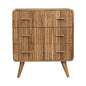 Chest of Drawers - T-bar Ridged by Maple Manor in mango wood with ridged front and brass handles, on tapered legs