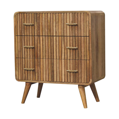 Chest of Drawers - T-bar Ridged by Maple Manor, ridged mango wood drawers with brass T-bar handles