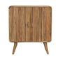 Cabinet T-bar Ridged by Maple Manor in ridged wood with brass T-bar handles and tapered legs