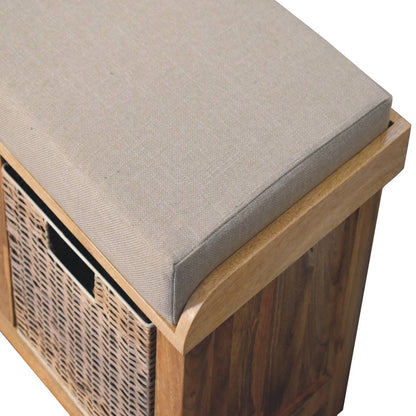 Linen Bench Rattan Basket