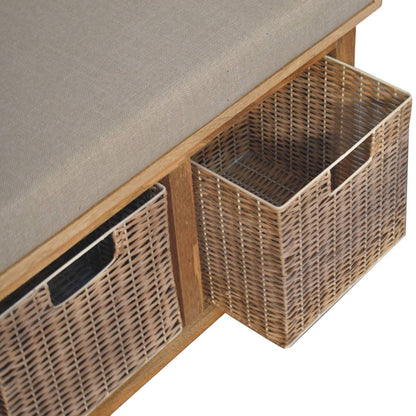 Linen Bench Rattan Basket