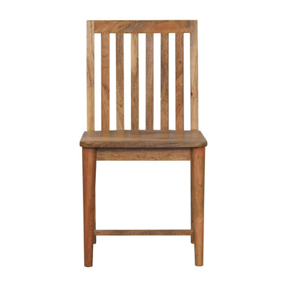 Dining Chair - Ariella by Maple Manor in solid wood, mango-toned slatted back and square seat frame