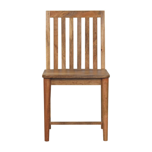 Dining Chair - Ariella by Maple Manor in solid wood, mango-toned slatted back and square seat frame