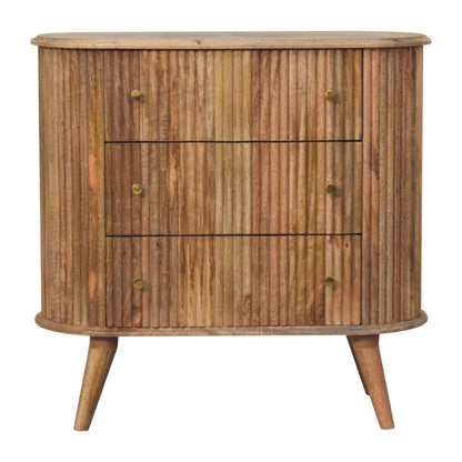 Chest of Drawers - Soba Nordic by Maple Manor in mango wood with ribbed doors and brass knobs