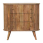 Chest of Drawers - Soba Nordic by Maple Manor in mango wood with ribbed doors and brass knobs