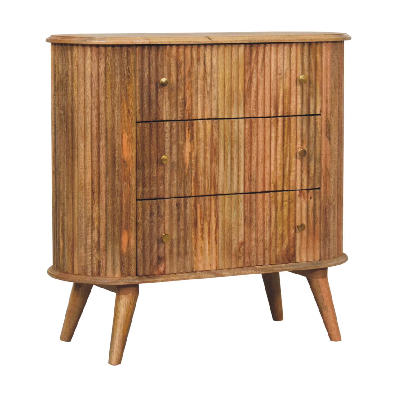 Chest of Drawers - Soba Nordic by Maple Manor in solid wood with vertical grain and brass knob details
