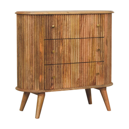 Chest of Drawers - Soba Nordic by Maple Manor in solid wood with vertical grain and brass knob details