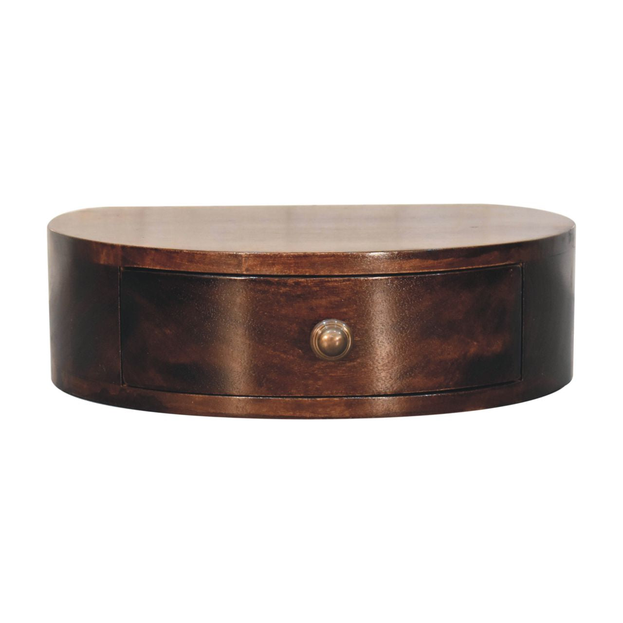 Walnut Wall Mounted Bedside - California Rounded by Maple Manor solid wood wall bedside table with one drawer