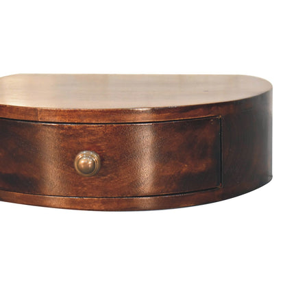 Walnut Wall Mounted Bedside - California Rounded