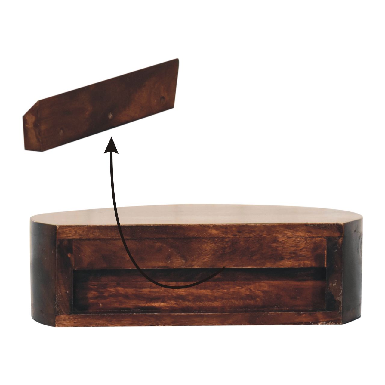 Walnut Wall Mounted Bedside - California Rounded