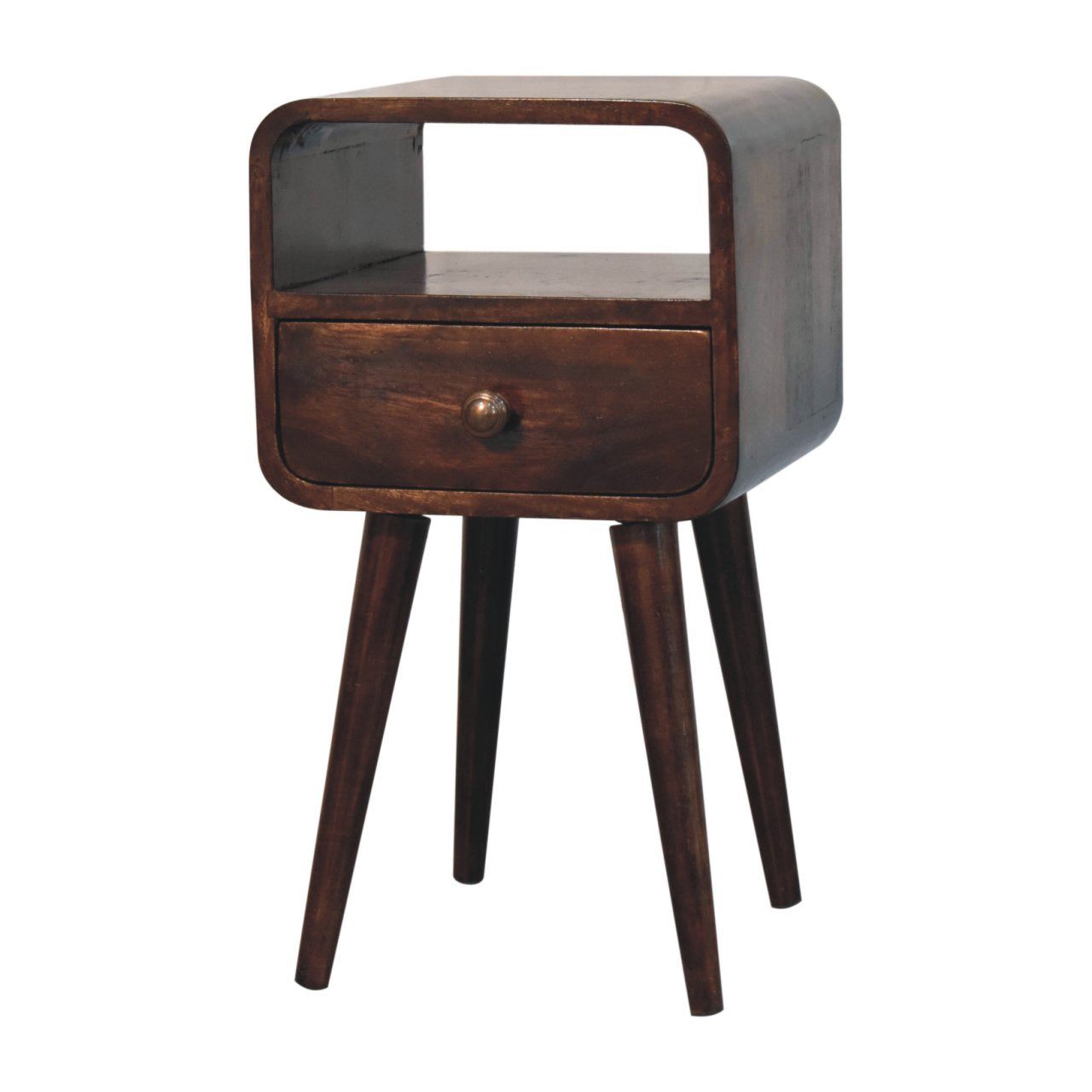 Bedside with Open Slot - Mini California Walnut Curved