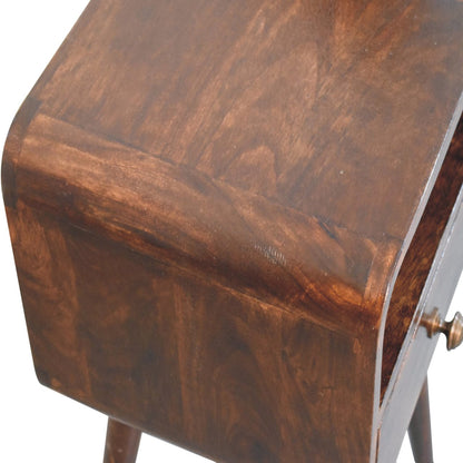 Bedside with Open Slot - Mini California Walnut Curved