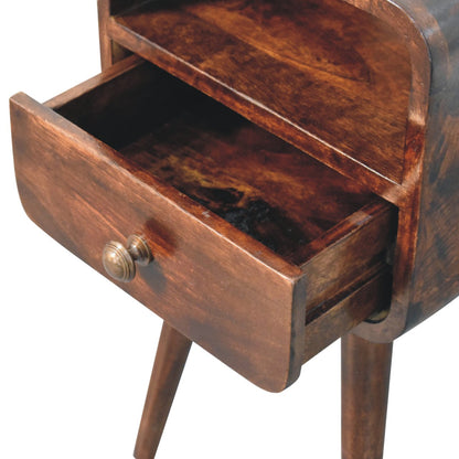 Bedside with Open Slot - Mini California Walnut Curved