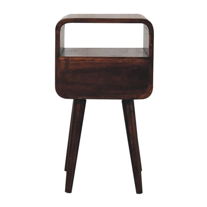 Bedside with Open Slot - Mini California Walnut Curved