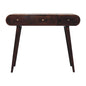 Walnut Dressing Table with Foldable Mirror California by Maple Manor in solid wood with 3 drawers, dark brown.