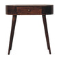 Console Table California Walnut Rounded Small by Maple Manor with single drawer in dark walnut wood frame