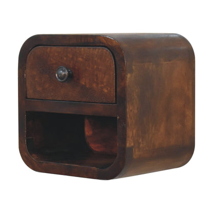 Bedside with Open Slot - Extra Mini Curved Chestnut