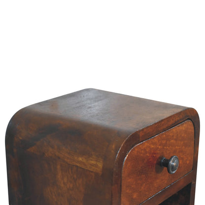 Bedside with Open Slot - Extra Mini Curved Chestnut
