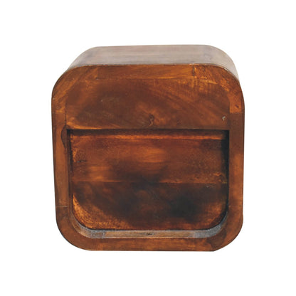Bedside with Open Slot - Extra Mini Curved Chestnut
