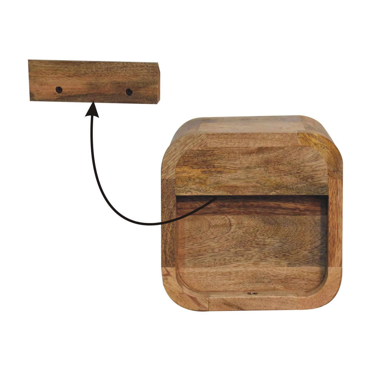 Oak-ish Bedside - Extra Mini Curved with Open Slot