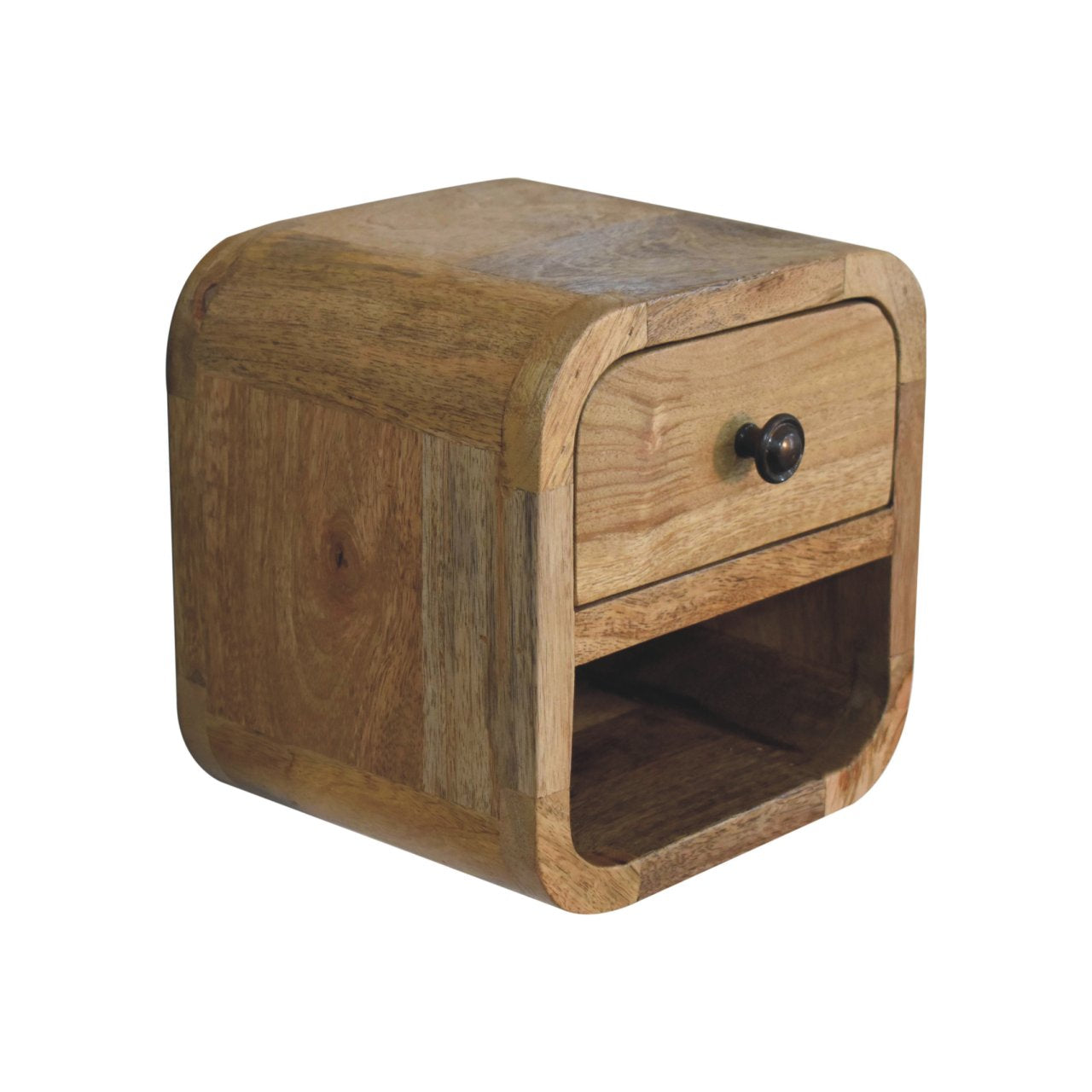Oak-ish Bedside - Extra Mini Curved with Open Slot