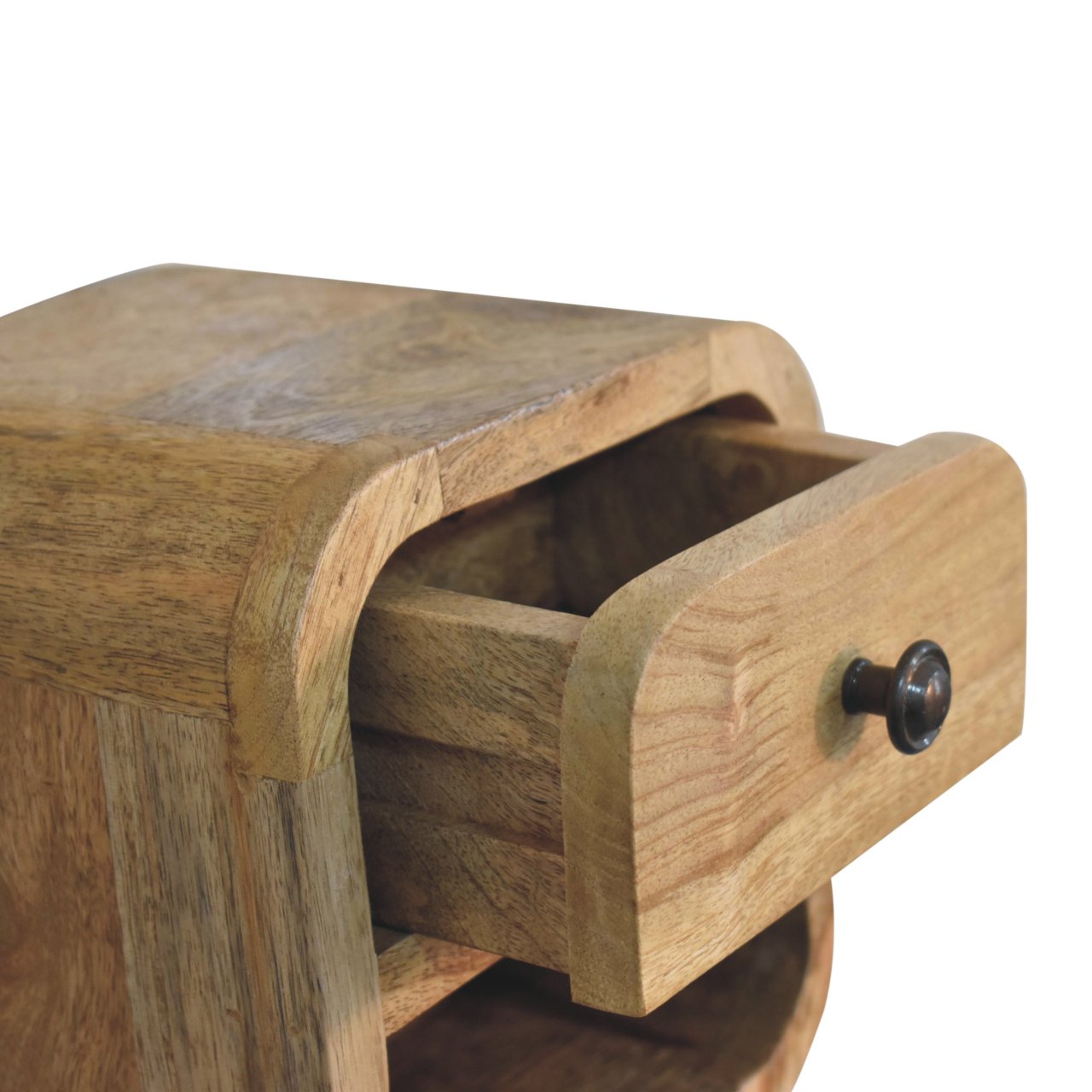 Oak-ish Bedside - Extra Mini Curved with Open Slot