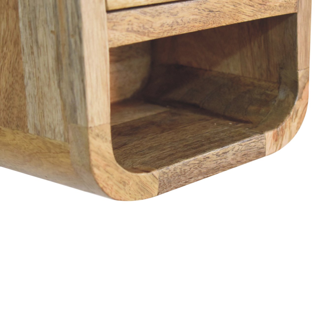 Oak-ish Bedside - Extra Mini Curved with Open Slot