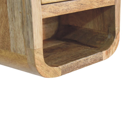 Oak-ish Bedside - Extra Mini Curved with Open Slot