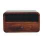 Floating Bedside - Large Chestnut Curve Upper Slot by Maple Manor, solid wood wall mounted bedside table with drawer slot.