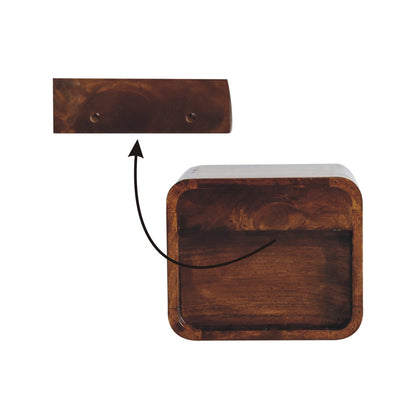 Wall Mounted Bedside - Extra Mini Curved Chestnut