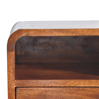 Wall Mounted Bedside - Extra Mini Curved Chestnut