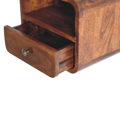 Wall Mounted Bedside - Extra Mini Curved Chestnut