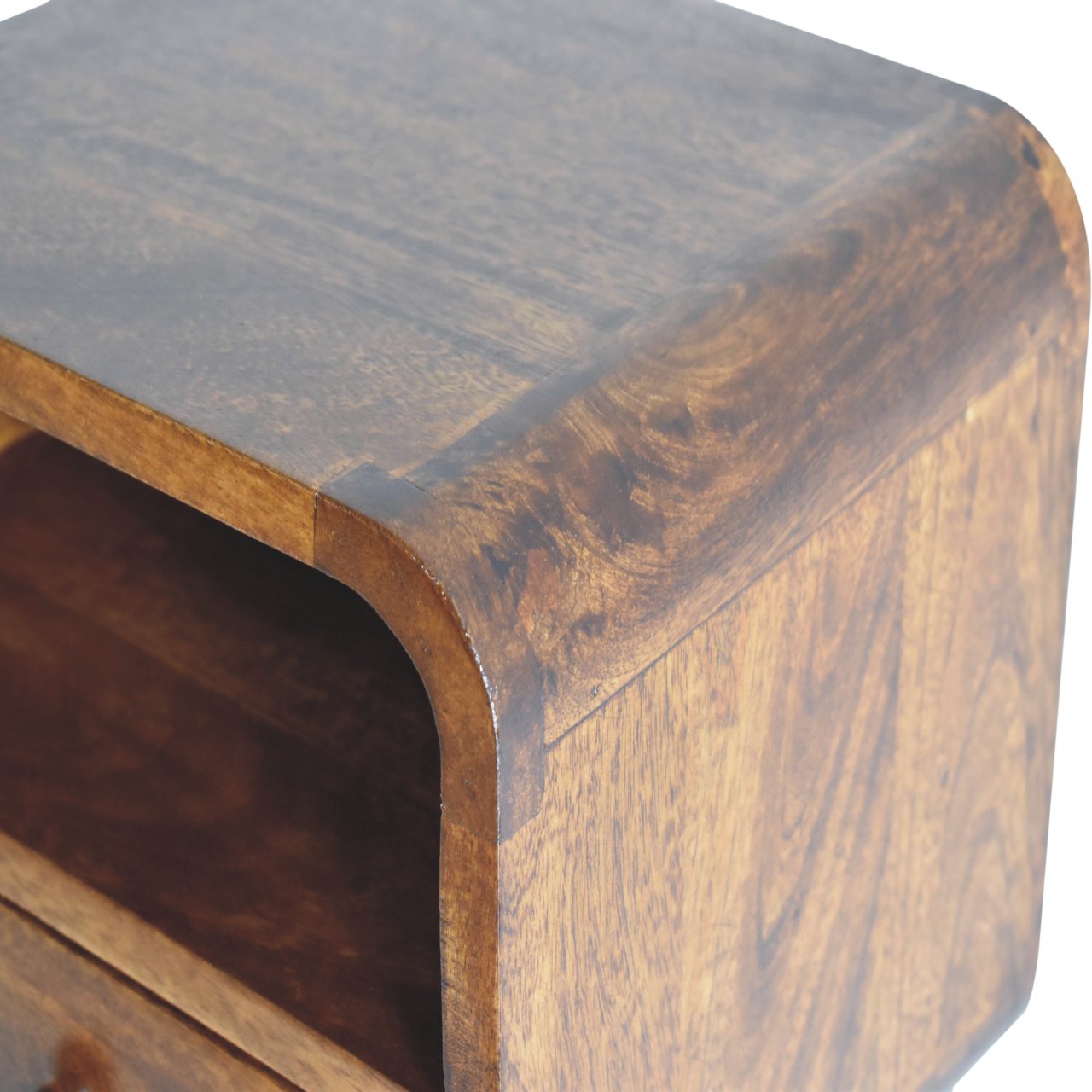 Wall Mounted Bedside - Extra Mini Curved Chestnut