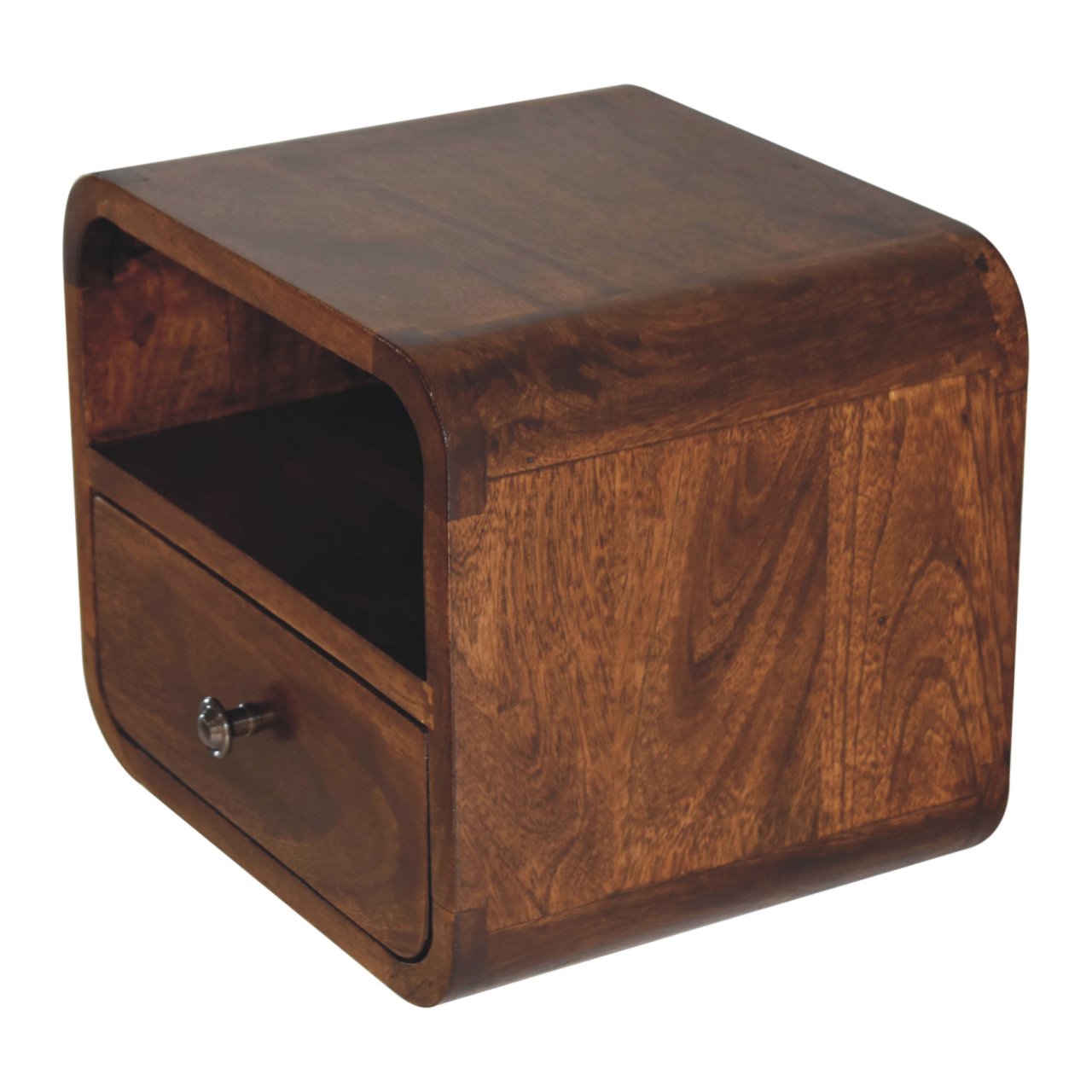 Wall Mounted Bedside - Extra Mini Curved Chestnut